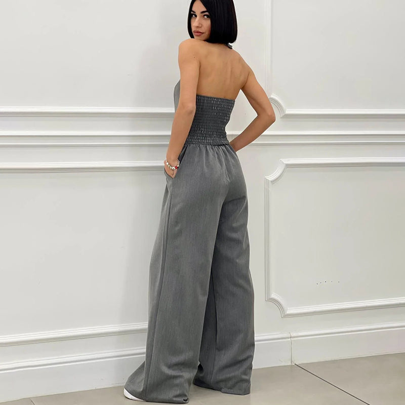 JULE | Mouwloze Jumpsuit met Wijde Pijpen