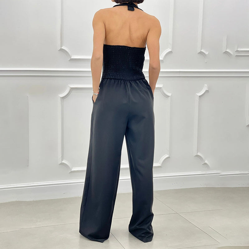 JULE | Mouwloze Jumpsuit met Wijde Pijpen