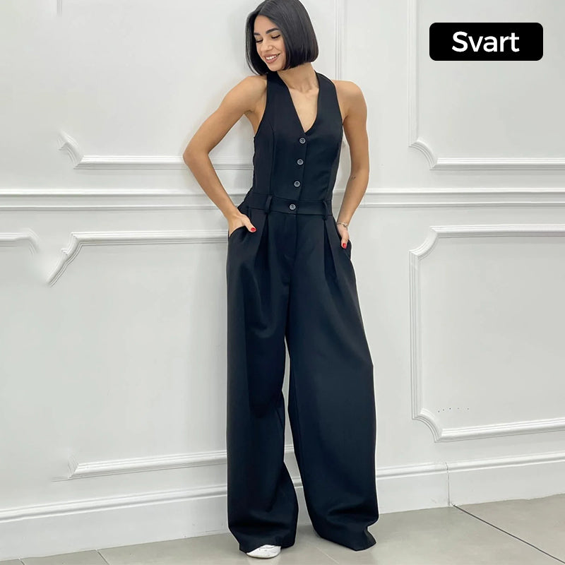 JULE | Mouwloze Jumpsuit met Wijde Pijpen