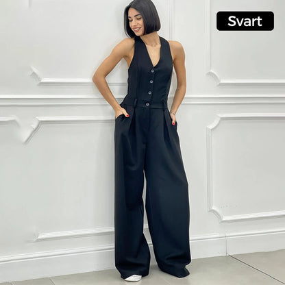 JULE | Mouwloze Jumpsuit met Wijde Pijpen