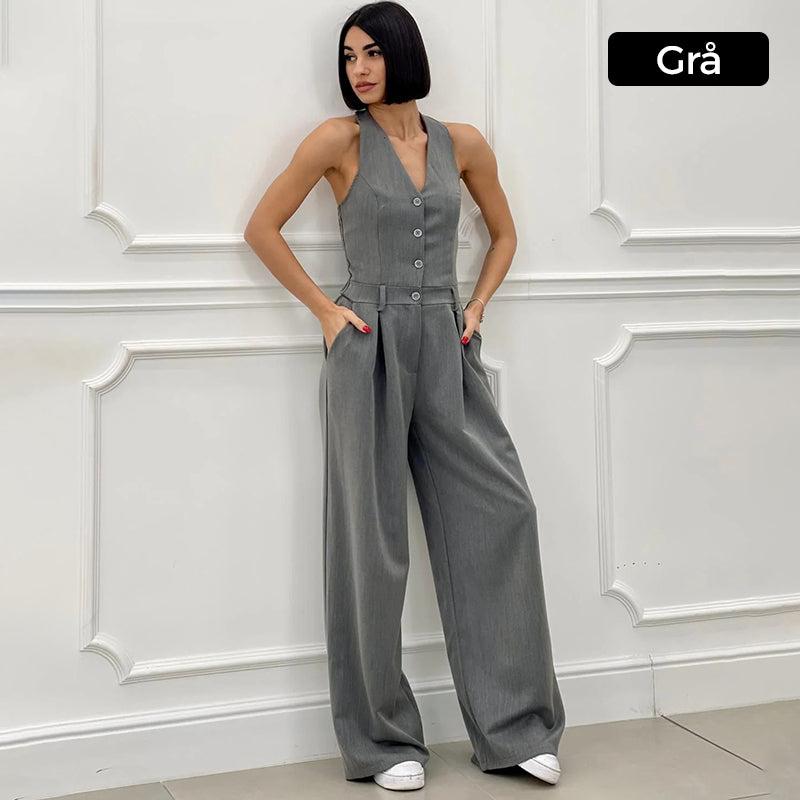 JULE | Mouwloze Jumpsuit met Wijde Pijpen